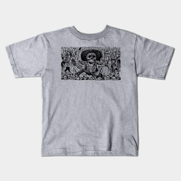 Calaveras Oaxaquena | Skeletons | Skulls | Day of the Dead | Dia de los Muertos | Posada | Circa 1852-1913 | Kids T-Shirt by Eclectic At Heart